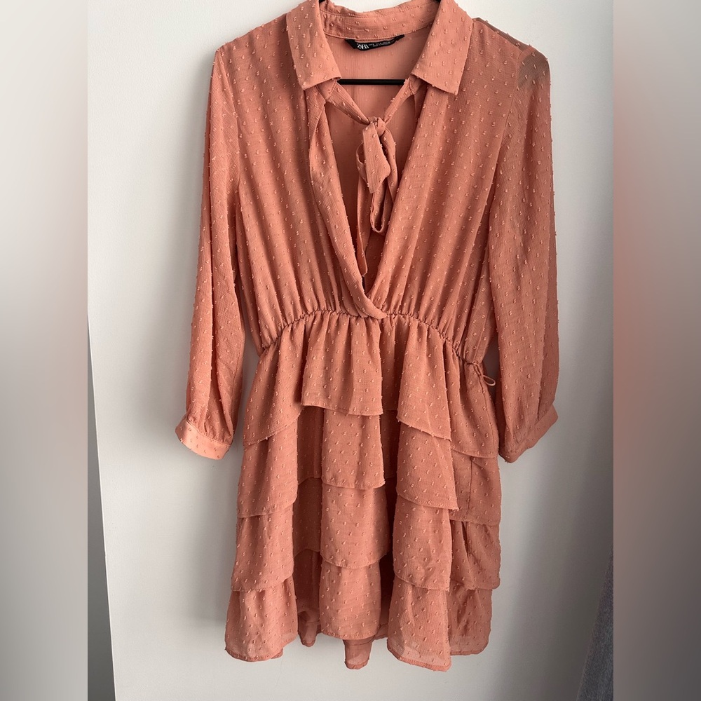 Zara Coral Textured Blouse